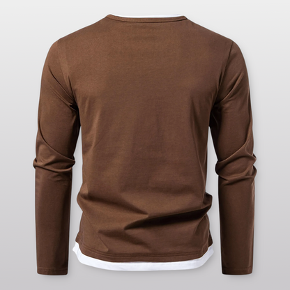 Kai Layered V-Notch Long Sleeve Shirt