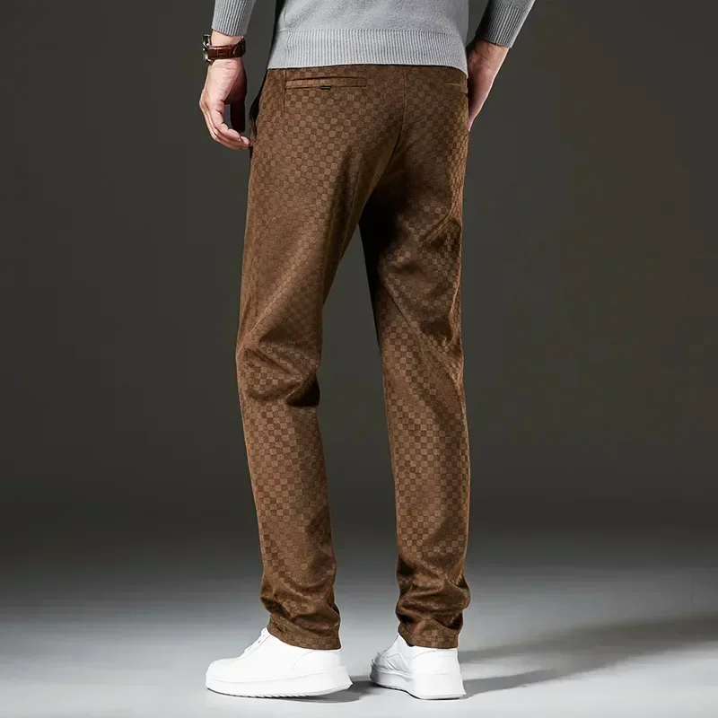 Corduroy Checkered Pants Brown