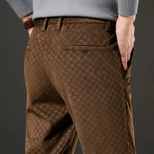 Corduroy Checkered Pants Brown