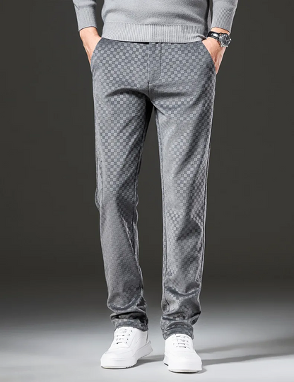 Corduroy Checkered Pants Brown
